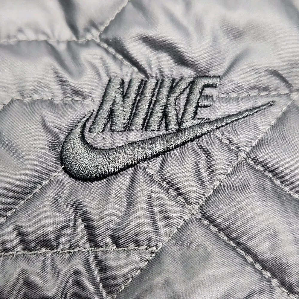 Nike Jacket Primaloft Quilted Black Snap Women Sz Large Lightweight Polyester